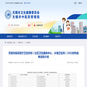 无锡市基层医疗卫生机构（社区卫生服务中心、乡镇卫生院）24小时热线电话统计表